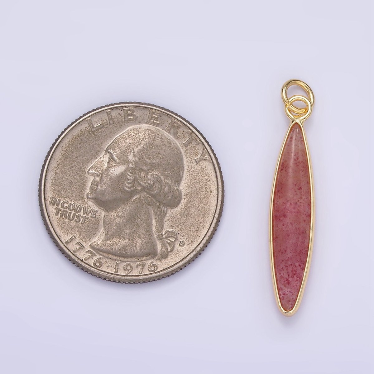 14K Gold Watermelon Quartz, Pink Quartz, Turquoise Sphere Bezel Charm | D560 - DLUXCA