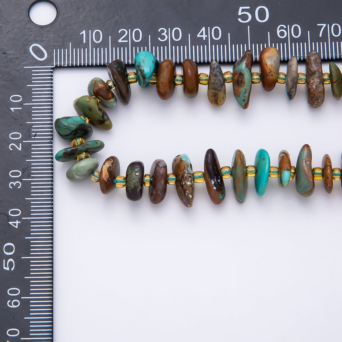 14mm Turquoise Flat Rondelle Pebble Natural Gemstone Bead Strand Finding | WA-01209 - DLUXCA