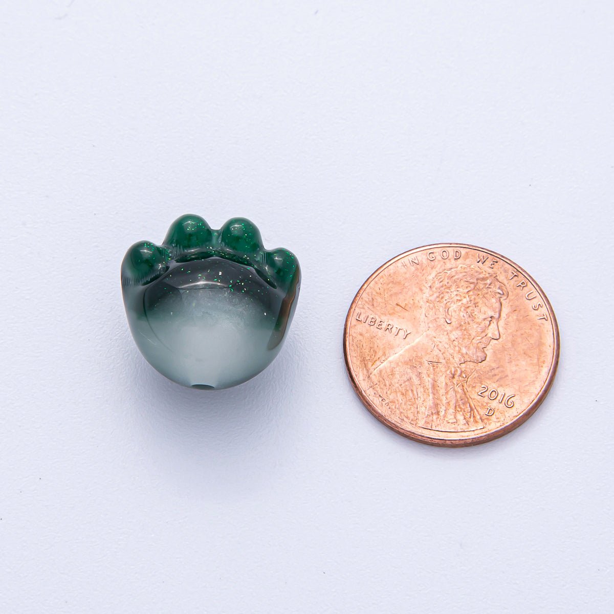 15mm Grey, Red, Blue, Green, Pink, White, Purple Glitter Resin Paw Print Pet Animal Bead | B653 - B657 - DLUXCA