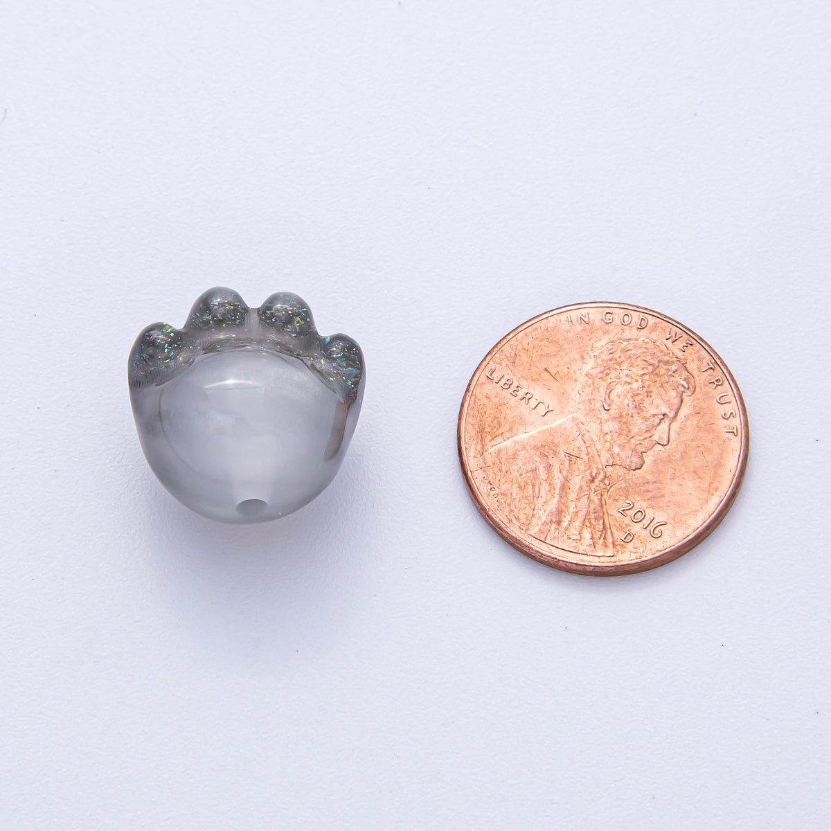 15mm Grey, Red, Blue, Green, Pink, White, Purple Glitter Resin Paw Print Pet Animal Bead | B653 - B657 - DLUXCA