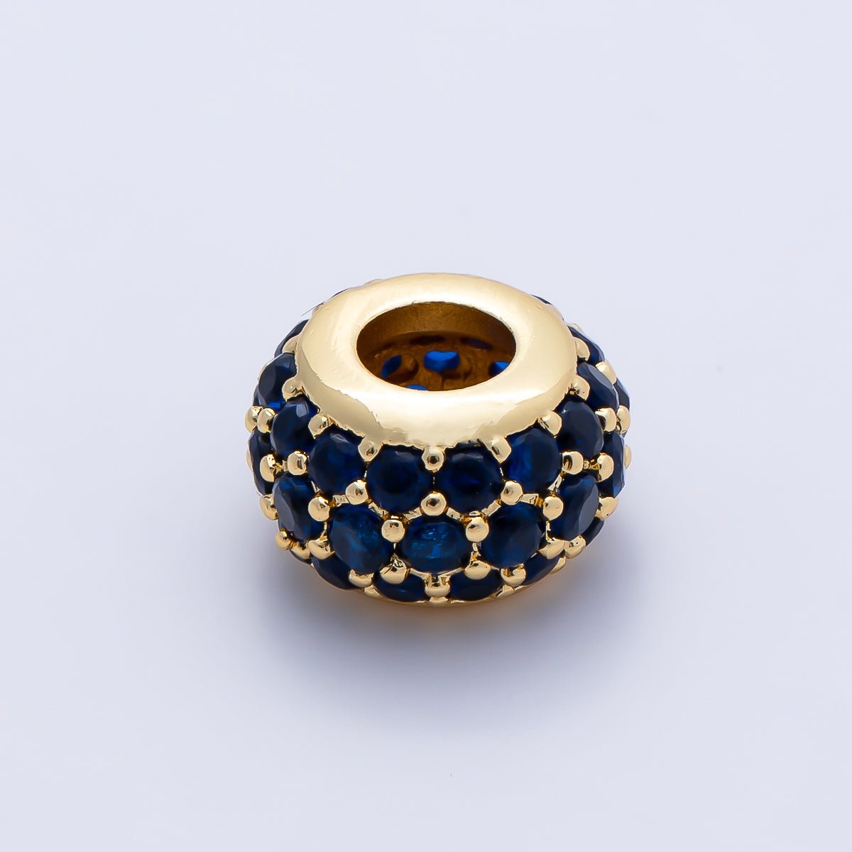 16K Gold Filled 10.5mm Micro Paved CZ Chubby Rondelle Bead | Beads-00387 ~ Beads-00398 - DLUXCA