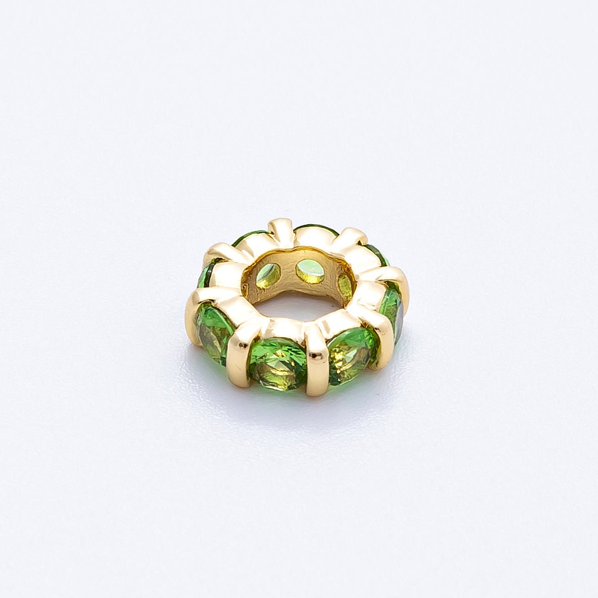 16K Gold Filled 10.5mm Personalized Birthstone Micro Paved Round CZ Rondelle Spacer Set | Beads - 00113 - Beads - 00124 - DLUXCA