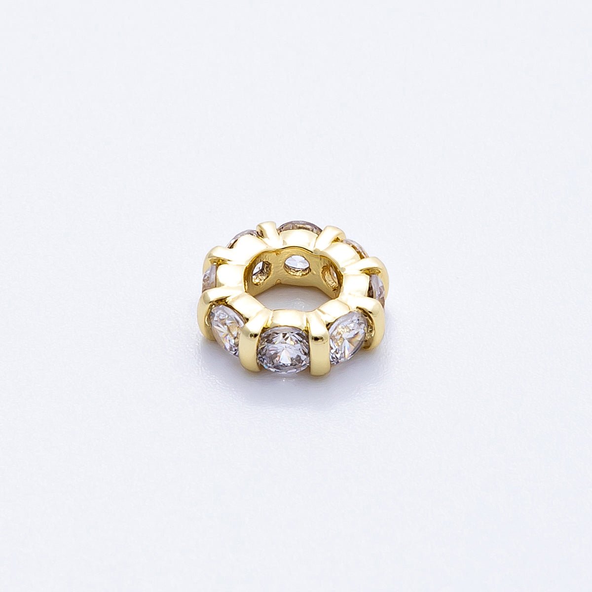 16K Gold Filled 10.5mm Personalized Birthstone Micro Paved Round CZ Rondelle Spacer Set | Beads - 00113 - Beads - 00124 - DLUXCA