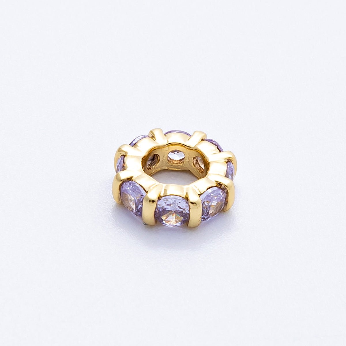 16K Gold Filled 10.5mm Personalized Birthstone Micro Paved Round CZ Rondelle Spacer Set | Beads - 00113 - Beads - 00124 - DLUXCA