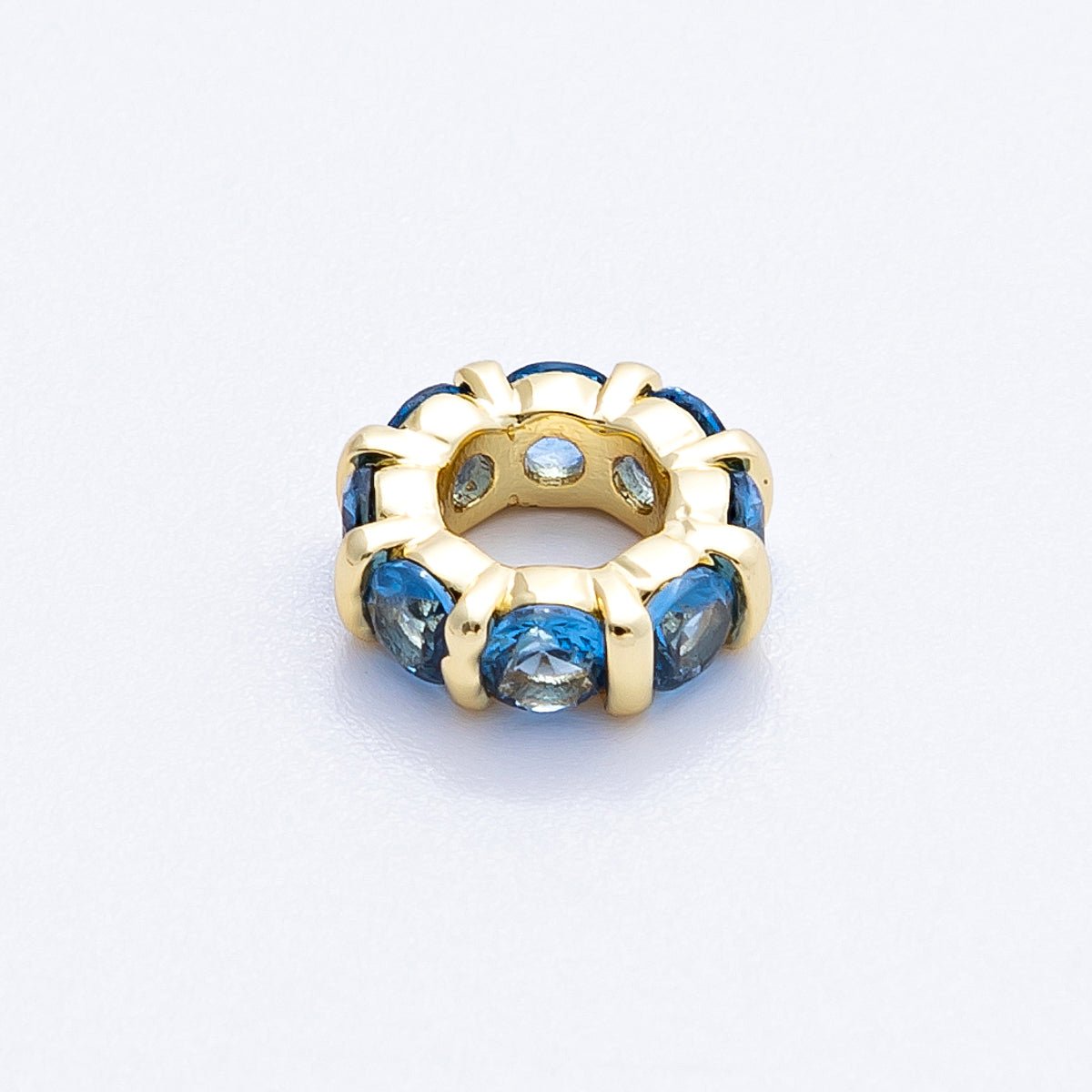 16K Gold Filled 10.5mm Personalized Birthstone Micro Paved Round CZ Rondelle Spacer Set | Beads - 00113 - Beads - 00124 - DLUXCA