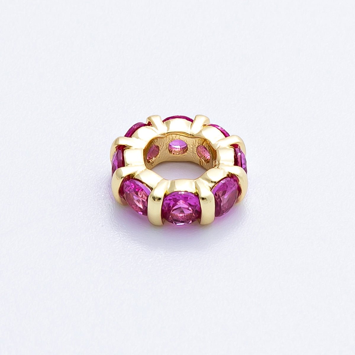 16K Gold Filled 10.5mm Personalized Birthstone Micro Paved Round CZ Rondelle Spacer Set | Beads - 00113 - Beads - 00124 - DLUXCA
