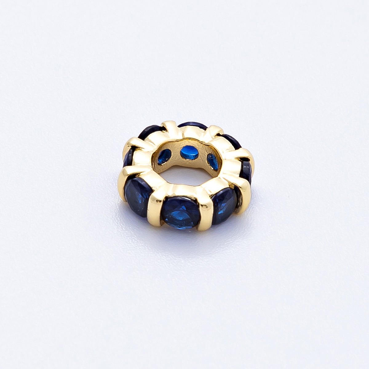 16K Gold Filled 10.5mm Personalized Birthstone Micro Paved Round CZ Rondelle Spacer Set | Beads - 00113 - Beads - 00124 - DLUXCA