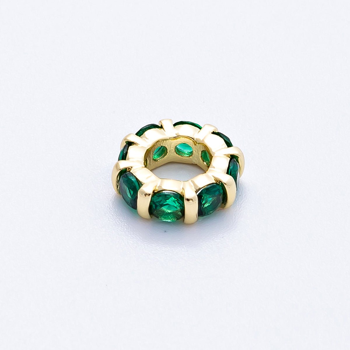 16K Gold Filled 10.5mm Personalized Birthstone Micro Paved Round CZ Rondelle Spacer Set | Beads - 00113 - Beads - 00124 - DLUXCA