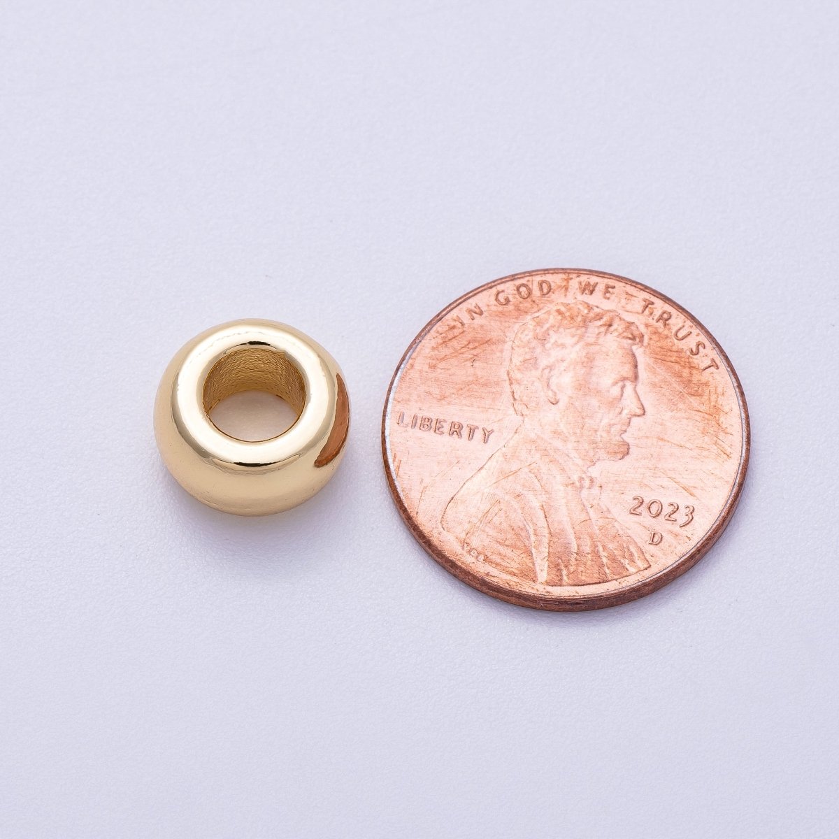 16K Gold Filled 10mm Chubby Round Thick Spacer Rondelle in Gold & Silver | Beads - 00239 Beads - 00240 - DLUXCA