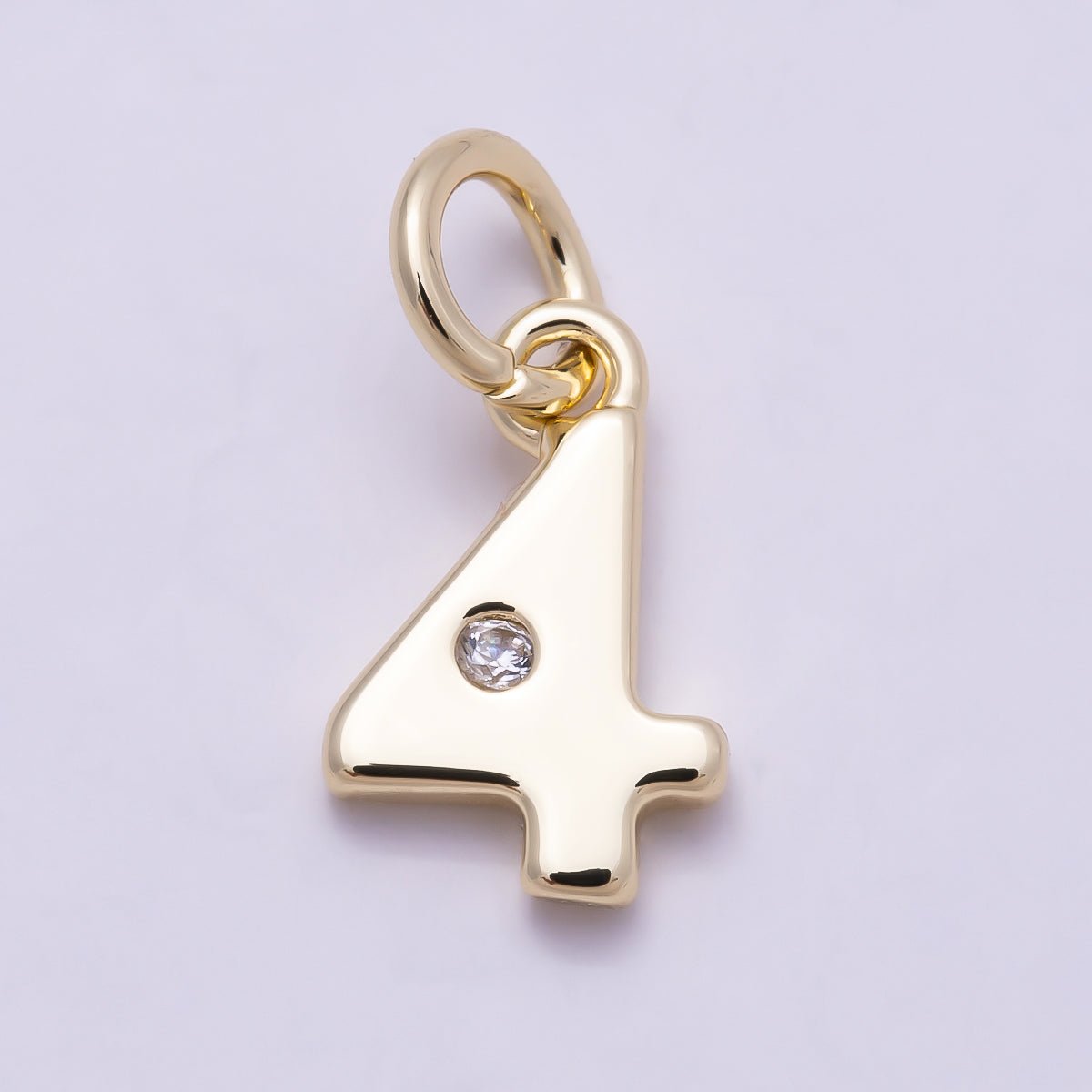 16K Gold Filled 10mm Clear CZ Geometric Number Numerology Charm | Charms-00888 ~ Charms-00897 - DLUXCA