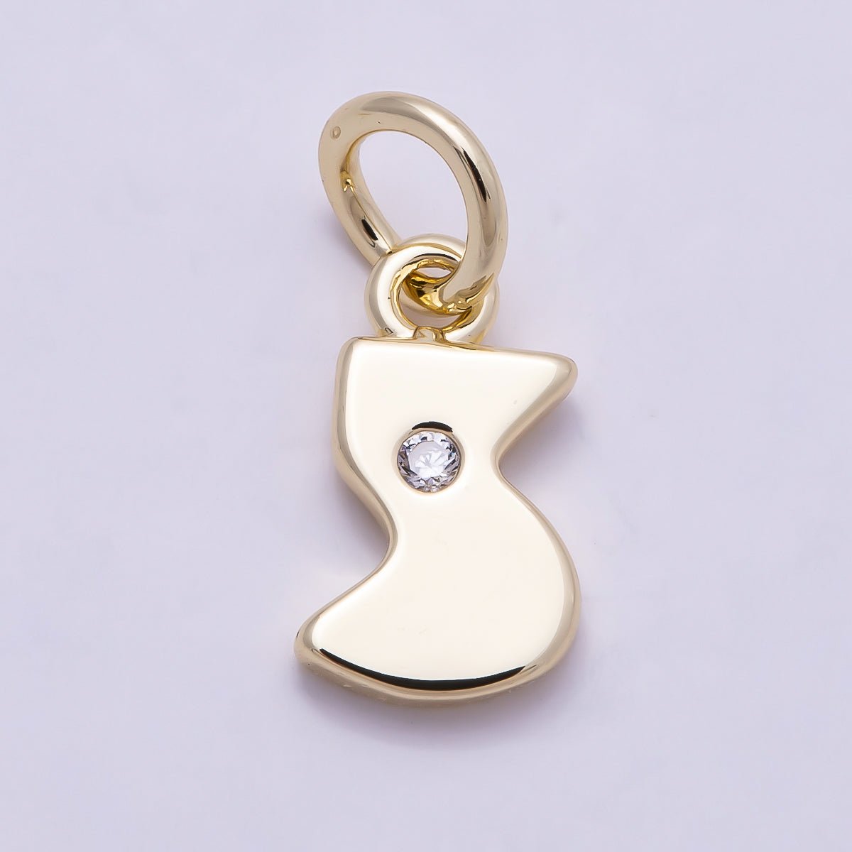 16K Gold Filled 10mm Clear CZ Geometric Number Numerology Charm | Charms-00888 ~ Charms-00897 - DLUXCA
