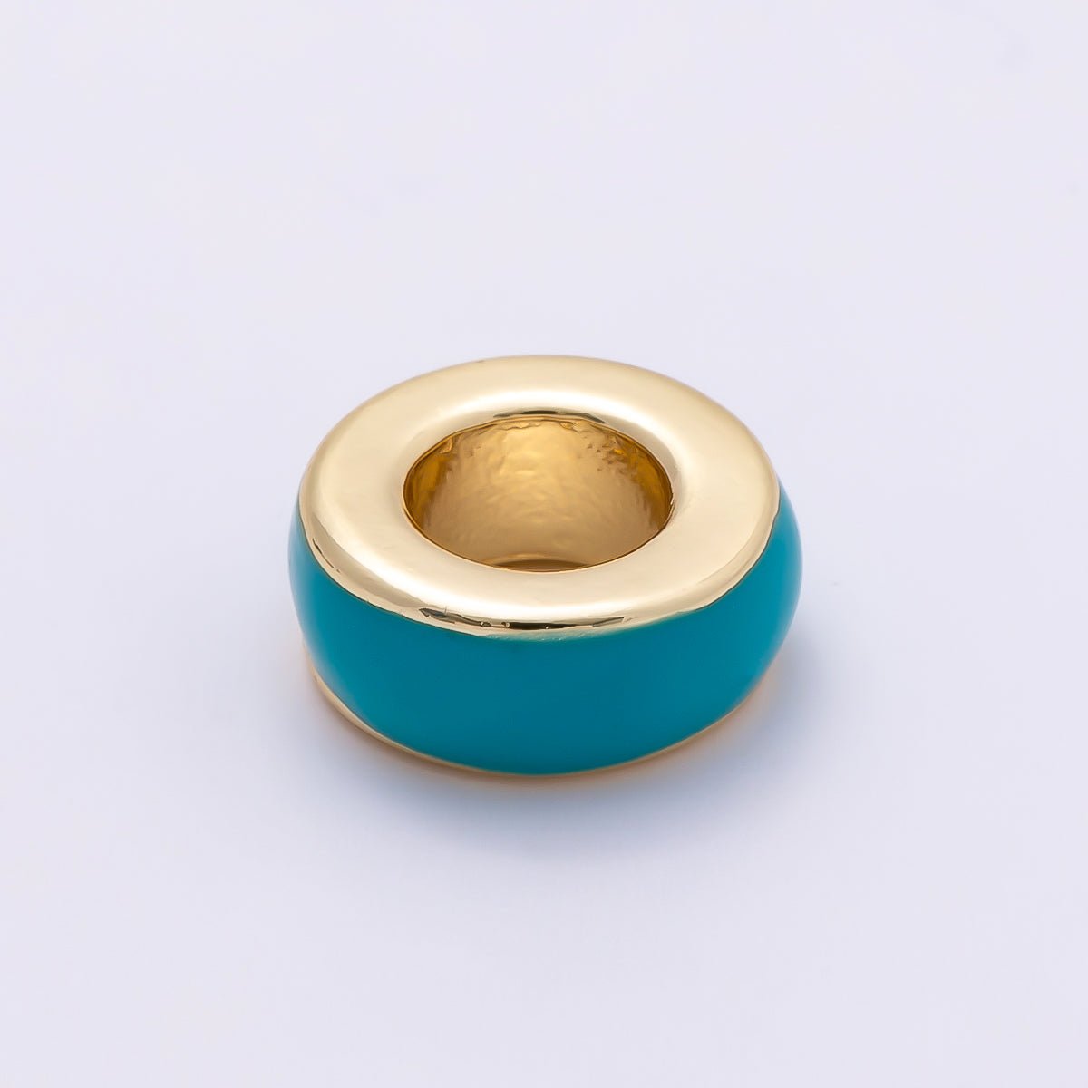 16K Gold Filled 10mm Colorful Enamel Round Flat Rondelle Spacer Beads | Beads - 00313 ~ Beads - 00323 - DLUXCA