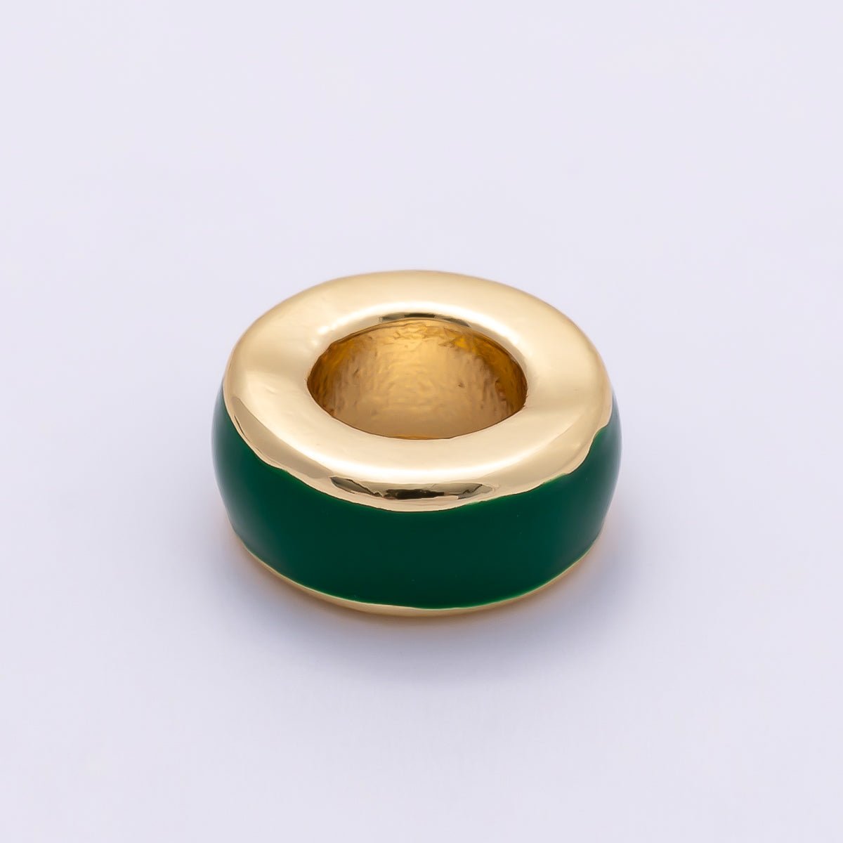 16K Gold Filled 10mm Colorful Enamel Round Flat Rondelle Spacer Beads | Beads - 00313 ~ Beads - 00323 - DLUXCA
