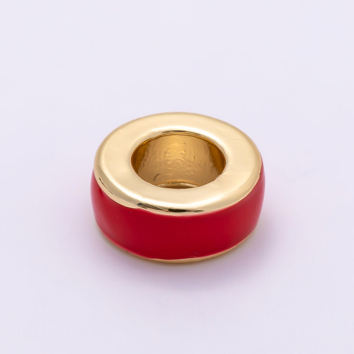 16K Gold Filled 10mm Colorful Enamel Round Flat Rondelle Spacer Beads | Beads - 00313 ~ Beads - 00323 - DLUXCA