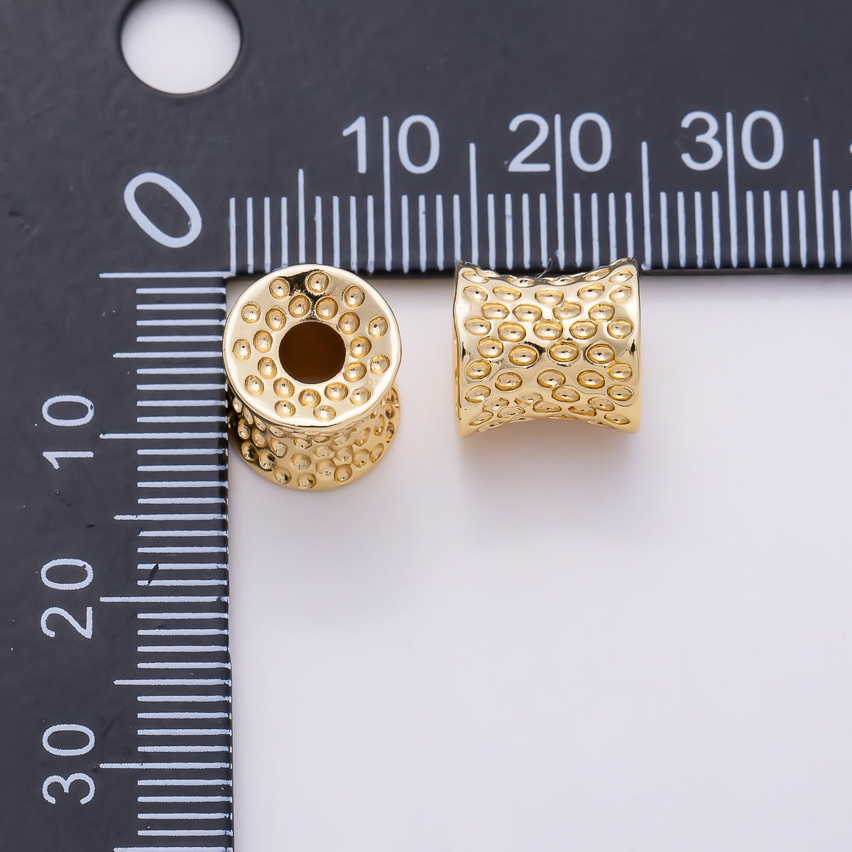 16K Gold Filled 10mm Concave Hammered Spacer Bead | Beads-00562 - DLUXCA