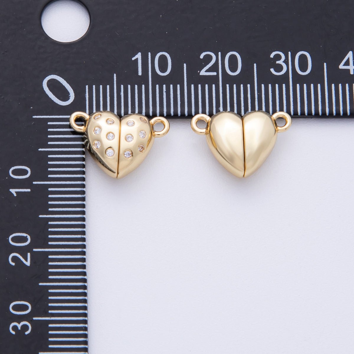 16K Gold Filled 10mm CZ Dotted Magnetic Heart Connector Closure Finding | Findings - 00029 - DLUXCA
