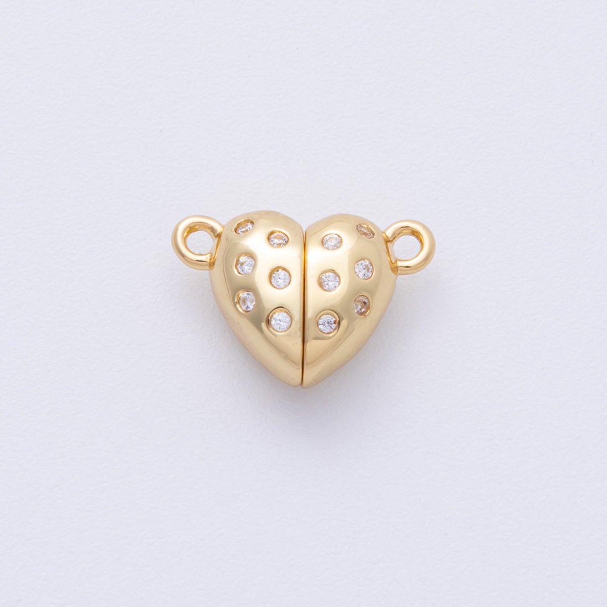 16K Gold Filled 10mm CZ Dotted Magnetic Heart Connector Closure Finding | Findings - 00029 - DLUXCA