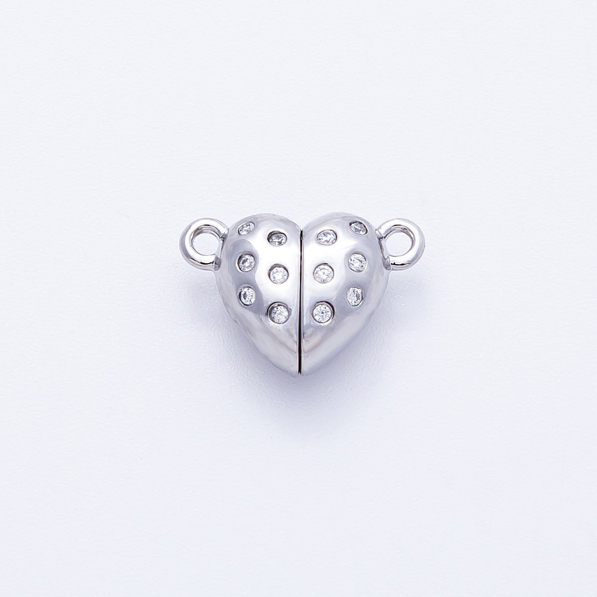 16K Gold Filled 10mm CZ Dotted Magnetic Heart Connector Closure Findings in Gold & Silver | Findings - 00029 - DLUXCA