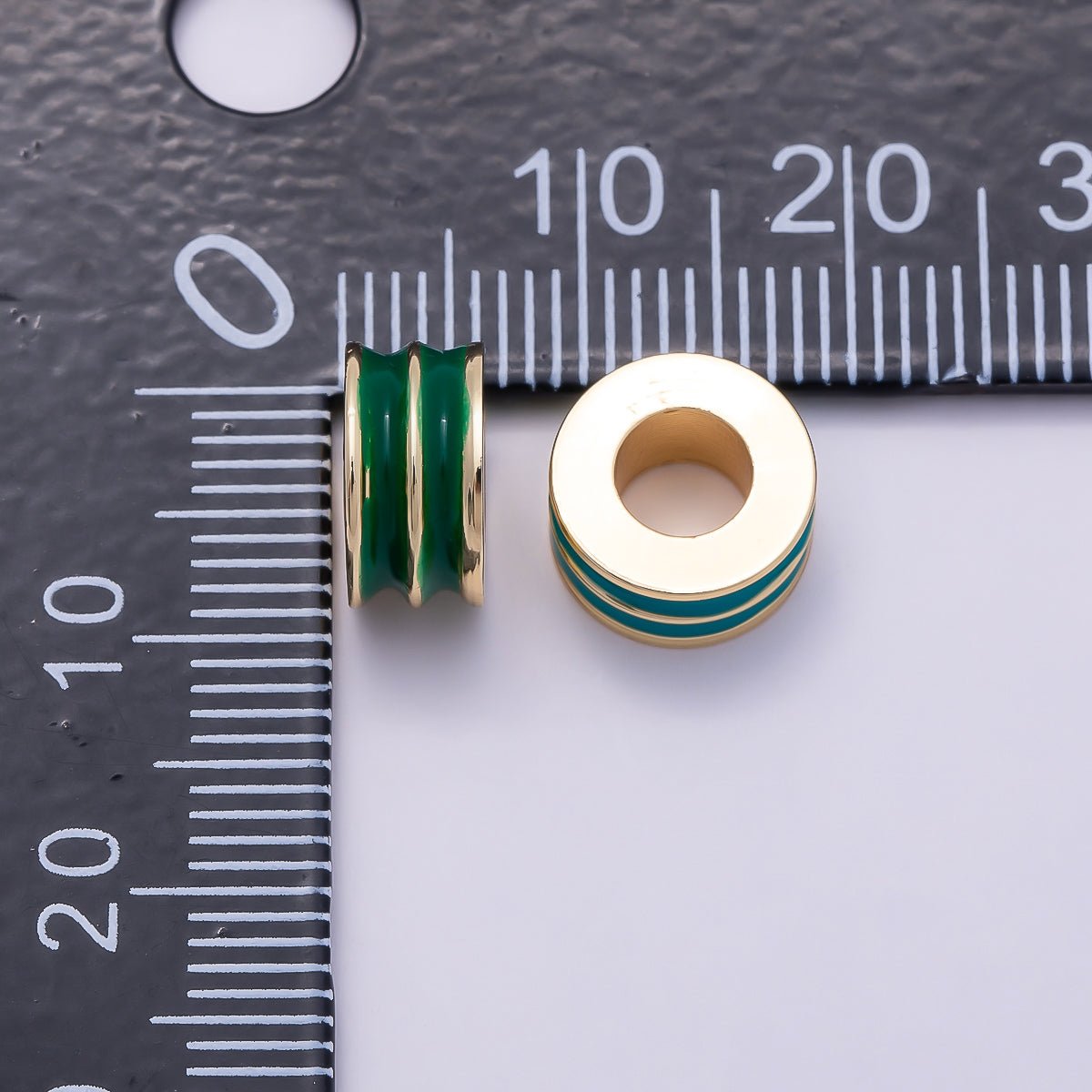 16K Gold Filled 10mm Enamel Double Lined Rondelle Spacer Beads | Beads-00327 ~ Beads-00338 - DLUXCA