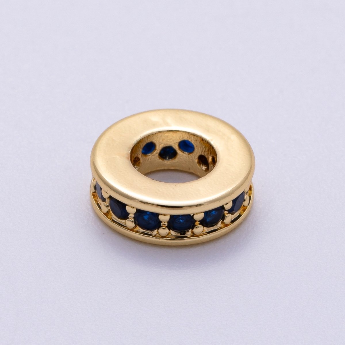 16K Gold Filled 10mm Green, Fuchsia, Blue, Turquoise, Black Micro Paved CZ Round Mini Spacer Rondelle | Beads - 00243 - Beads - 00247 - DLUXCA