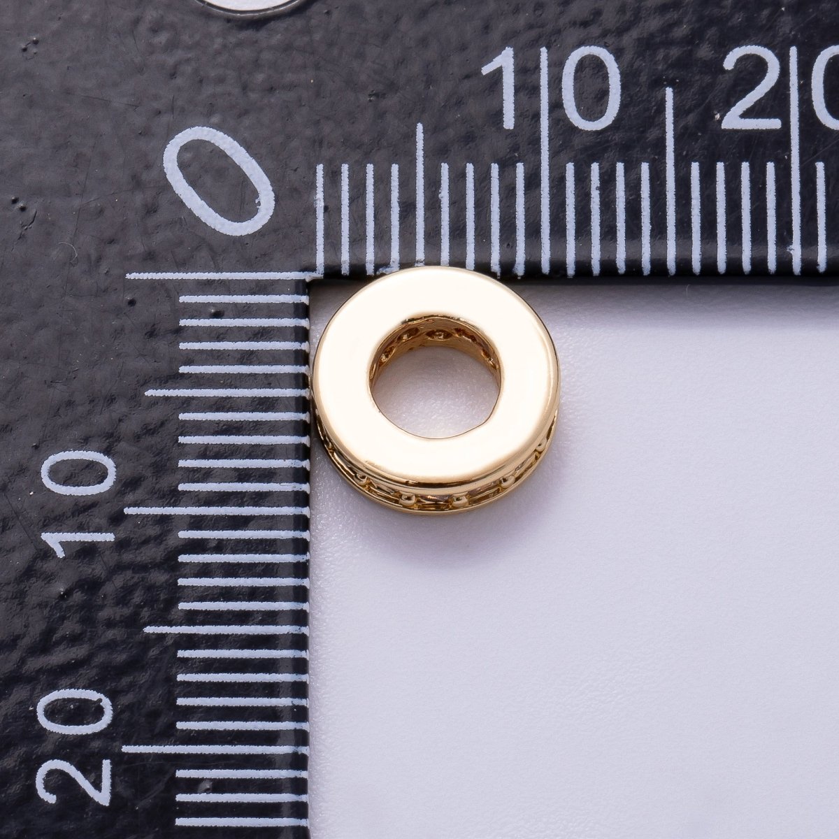 16K Gold Filled 10mm Micro Paved CZ Round Mini Spacer Rondelle in Gold & Silver | Beads - 00241 Beads - 00242 - DLUXCA