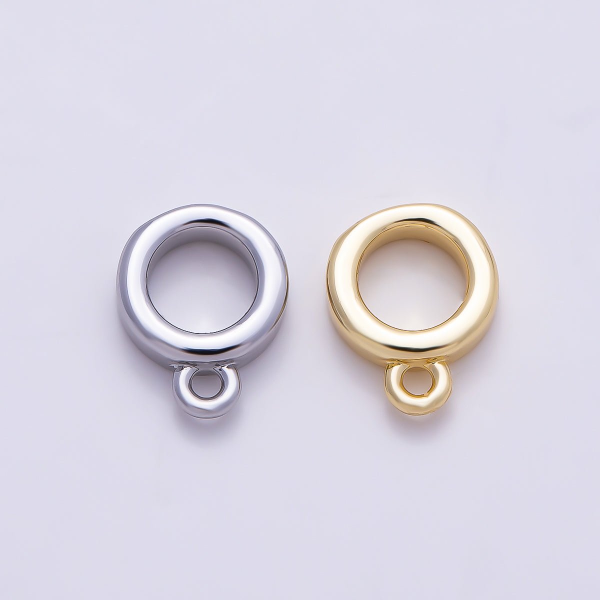 16K Gold Filled 10mm Minimalist Drop Rondelle Collar Chain Bail Findings in Gold & Silver | Findings-00410 Findings-00411 - DLUXCA