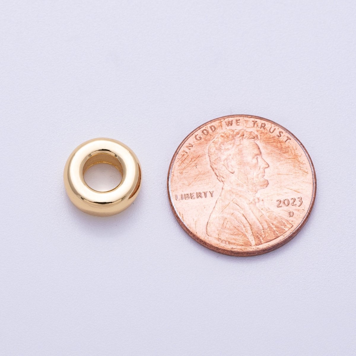16K Gold Filled 10mm Minimalist Round Geometric Spacer Rondelle in Gold & Silver | Beads - 00237 Beads - 00238 - DLUXCA