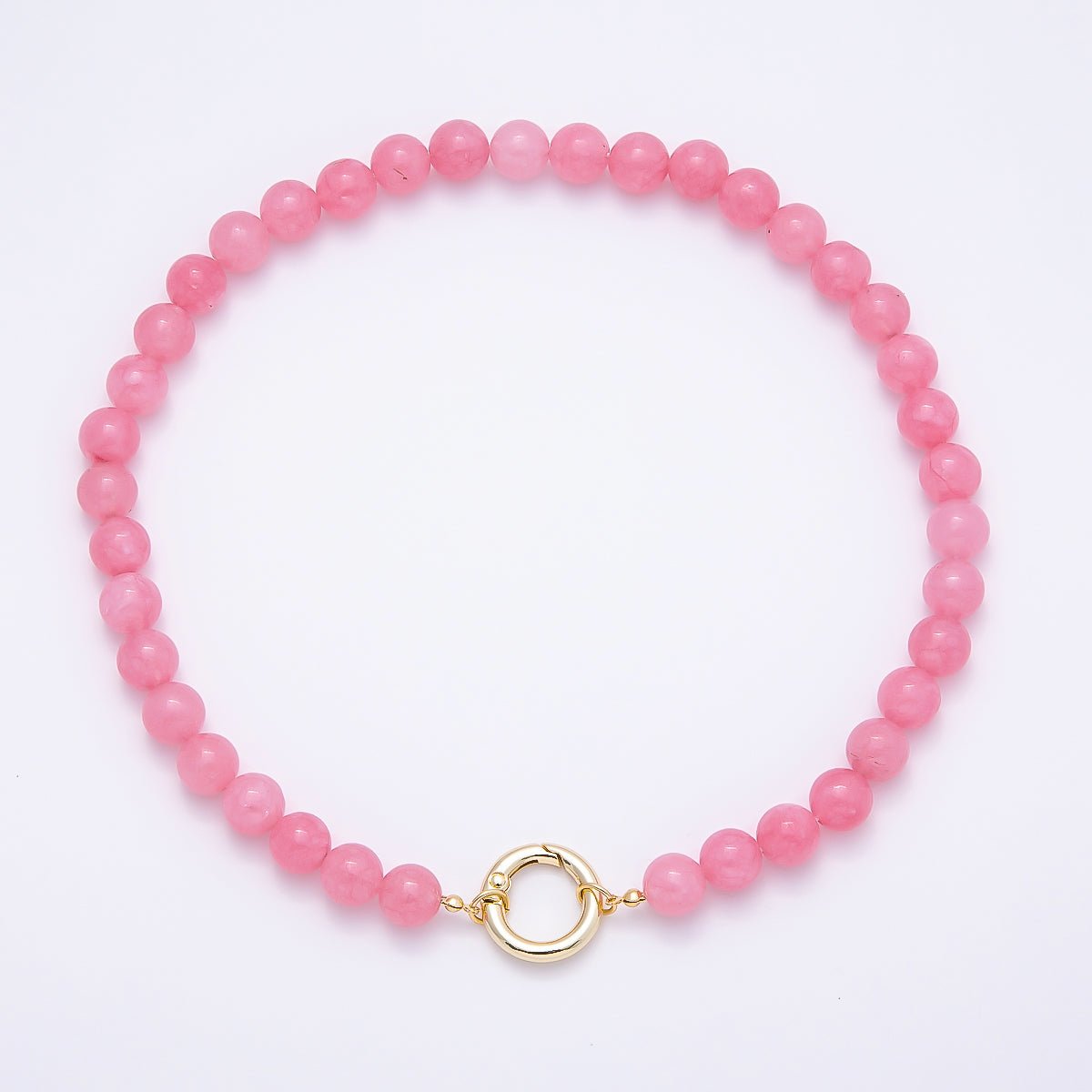 16K Gold Filled 10mm Natural Gemstone Bubble Ball Bead Chain 16 Inch Necklace | WA - 04487 - WA - 04489 - DLUXCA