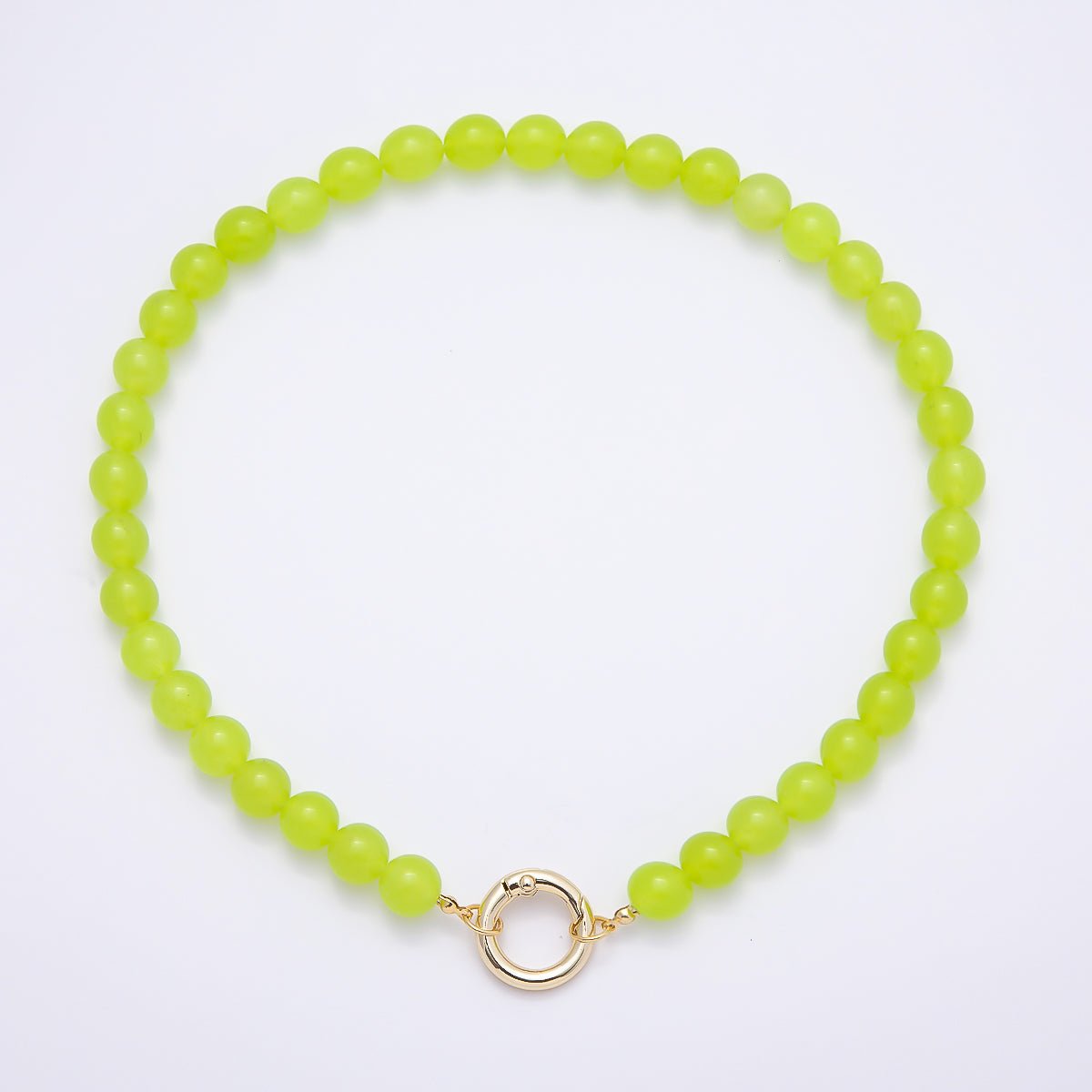 16K Gold Filled 10mm Natural Gemstone Bubble Ball Bead Chain 16 Inch Necklace | WA - 04487 - WA - 04489 - DLUXCA