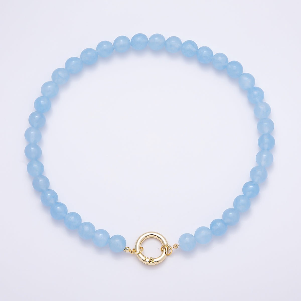 16K Gold Filled 10mm Natural Gemstone Bubble Ball Bead Chain 16 Inch Necklace | WA - 04487 - WA - 04489 - DLUXCA