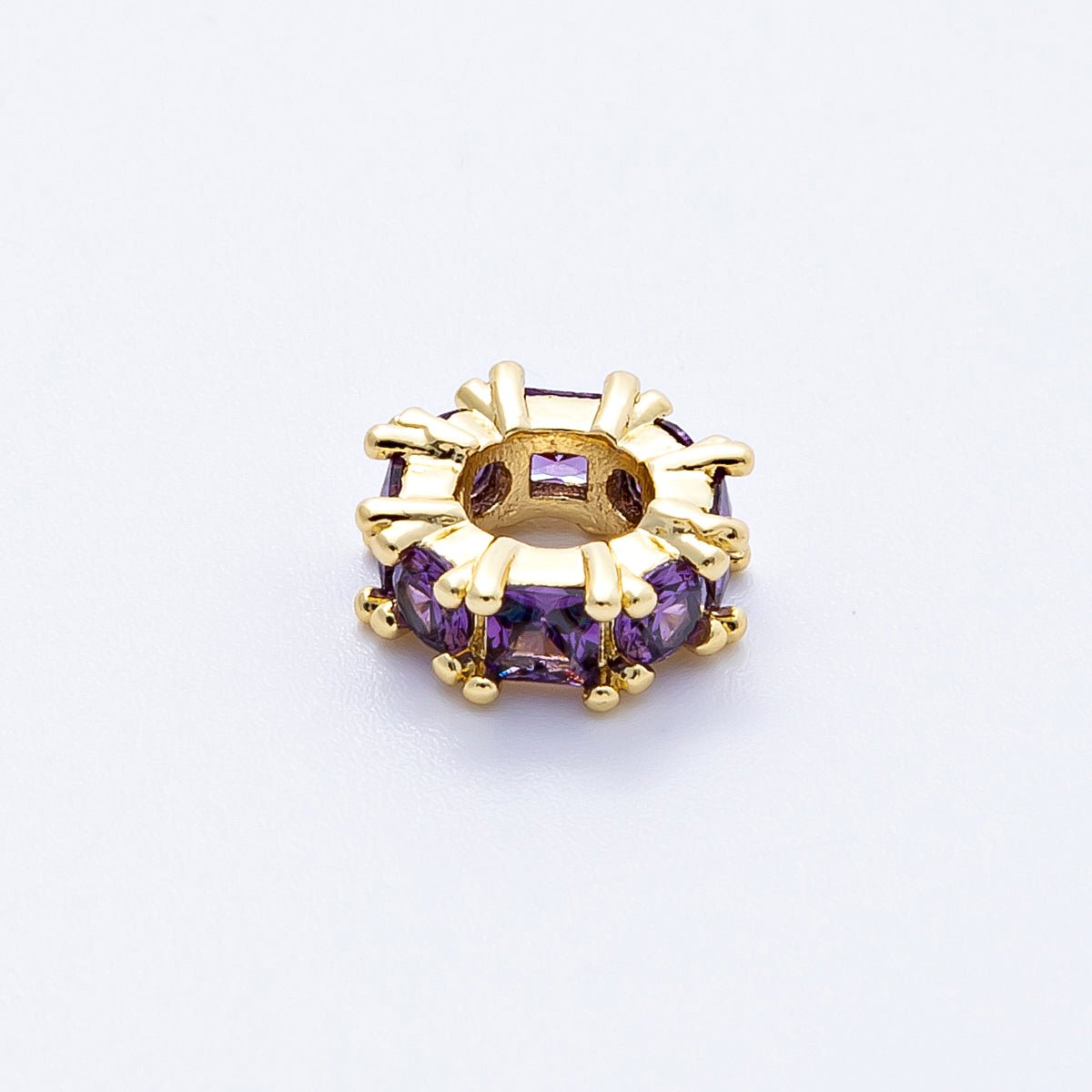 16K Gold Filled 10mm Personalized Baguette Birthstone CZ Rondelle Spacer Set | Beads - 00089 - Beads - 00100 - DLUXCA