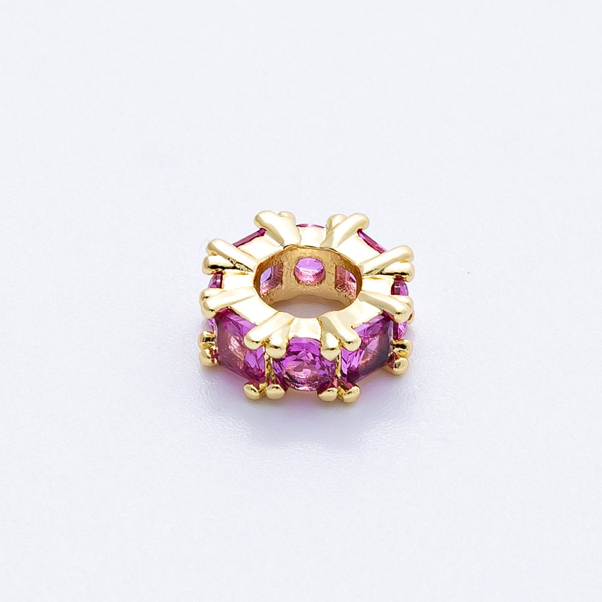 16K Gold Filled 10mm Personalized Baguette Birthstone CZ Rondelle Spacer Set | Beads - 00089 - Beads - 00100 - DLUXCA