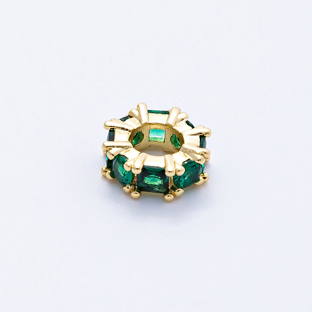 16K Gold Filled 10mm Personalized Baguette Birthstone CZ Rondelle Spacer Set | Beads - 00089 - Beads - 00100 - DLUXCA