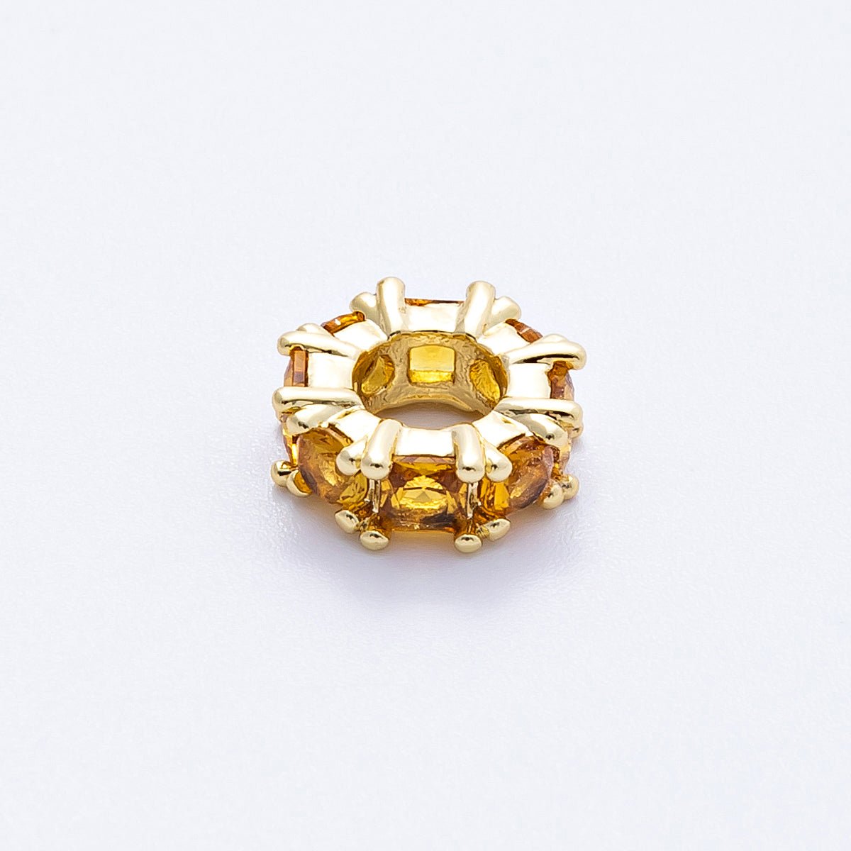 16K Gold Filled 10mm Personalized Baguette Birthstone CZ Rondelle Spacer Set | Beads - 00089 - Beads - 00100 - DLUXCA