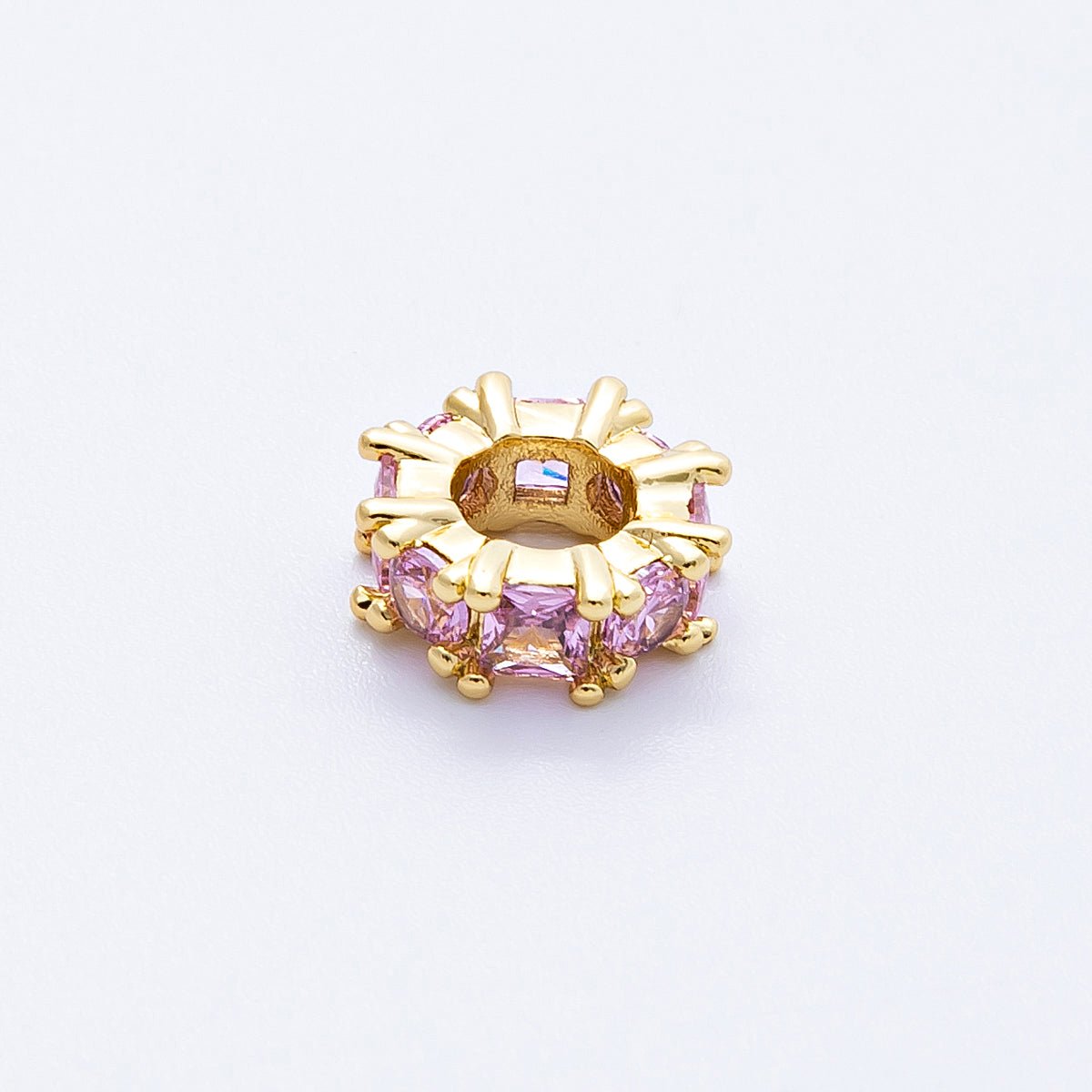 16K Gold Filled 10mm Personalized Baguette Birthstone CZ Rondelle Spacer Set | Beads - 00089 - Beads - 00100 - DLUXCA