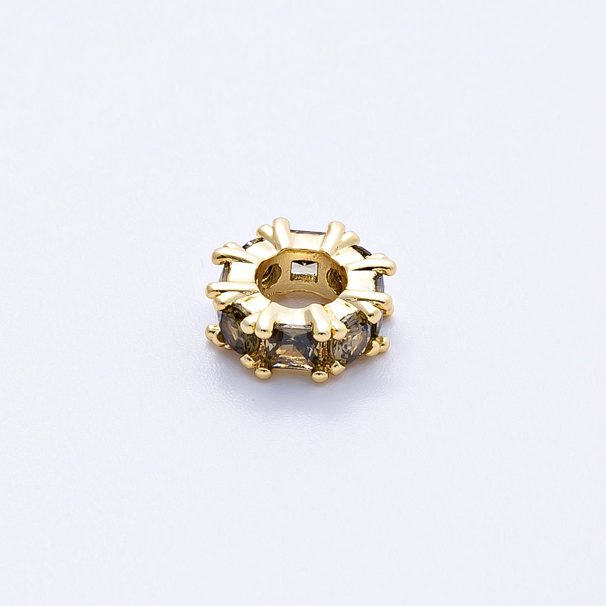 16K Gold Filled 10mm Personalized Baguette Birthstone CZ Rondelle Spacer Set | Beads - 00089 - Beads - 00100 - DLUXCA