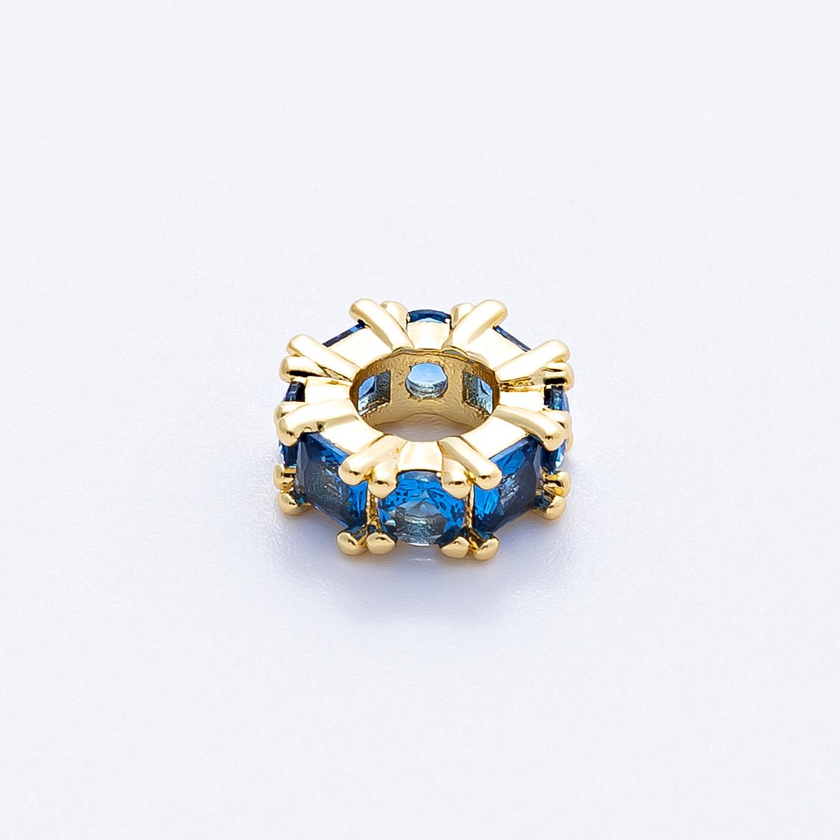 16K Gold Filled 10mm Personalized Baguette Birthstone CZ Rondelle Spacer Set | Beads - 00089 - Beads - 00100 - DLUXCA