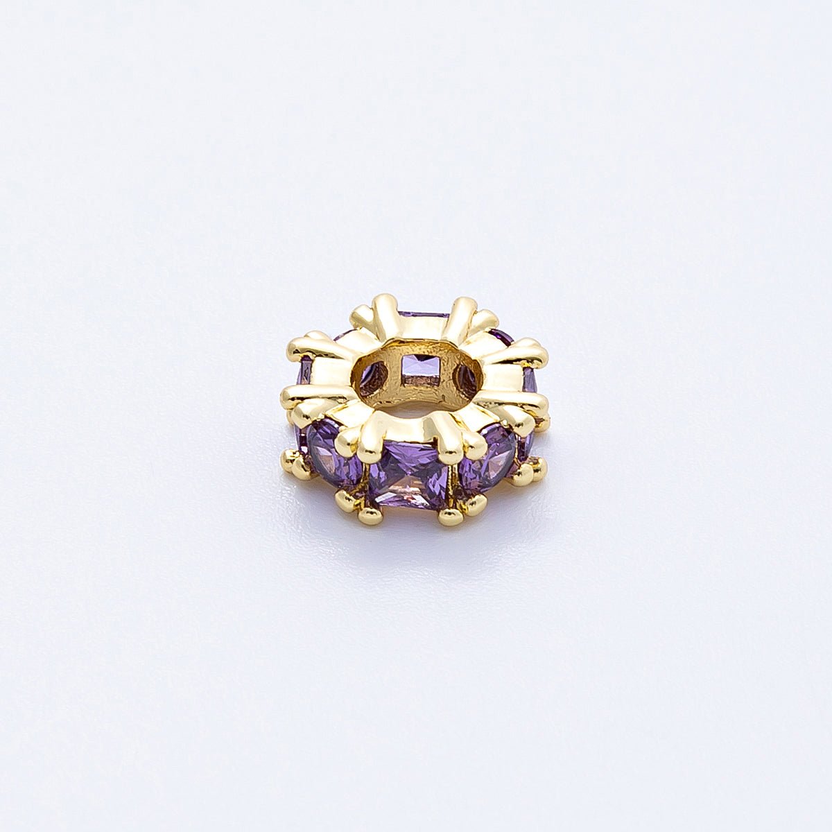 16K Gold Filled 10mm Personalized Baguette Birthstone CZ Rondelle Spacer Set | Beads - 00089 - Beads - 00100 - DLUXCA