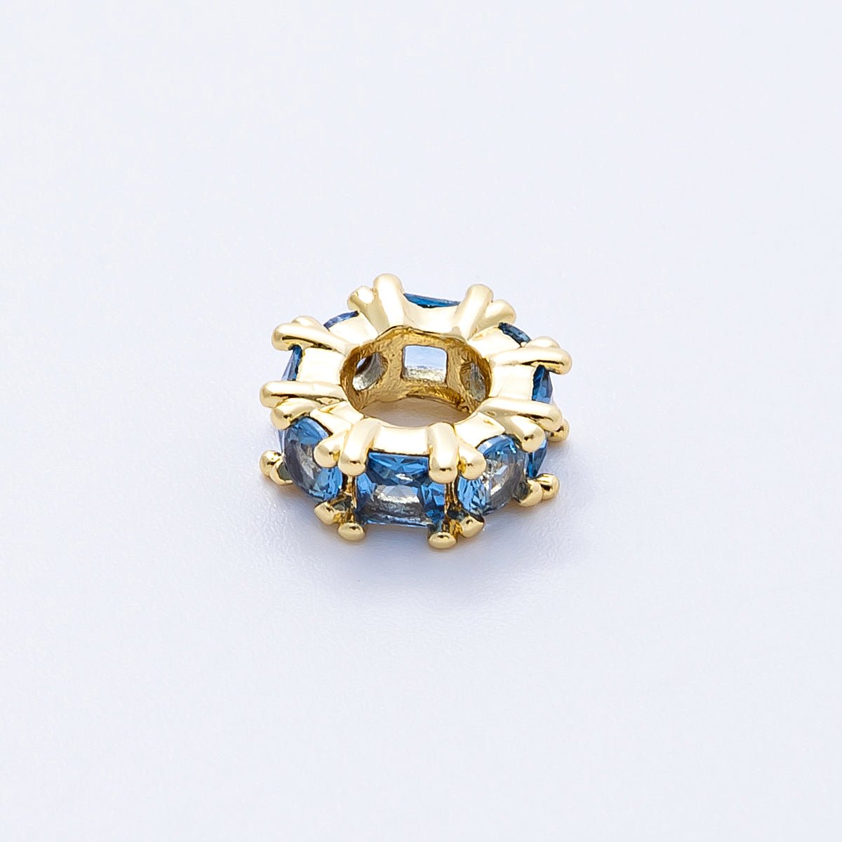 16K Gold Filled 10mm Personalized Baguette Birthstone CZ Rondelle Spacer Set | Beads - 00089 - Beads - 00100 - DLUXCA