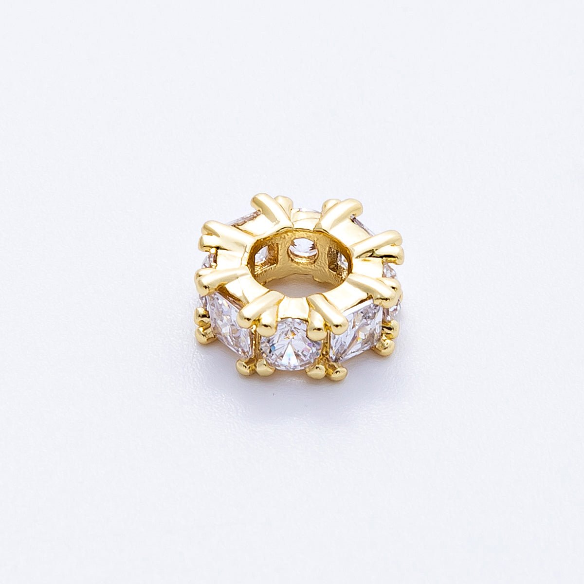 16K Gold Filled 10mm Personalized Baguette Birthstone CZ Rondelle Spacer Set | Beads - 00089 - Beads - 00100 - DLUXCA