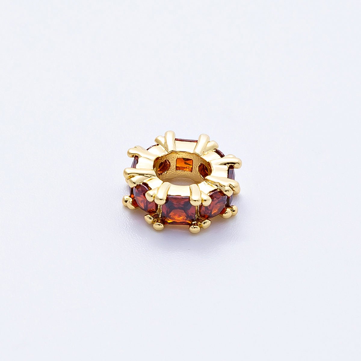 16K Gold Filled 10mm Personalized Baguette Birthstone CZ Rondelle Spacer Set | Beads - 00089 - Beads - 00100 - DLUXCA