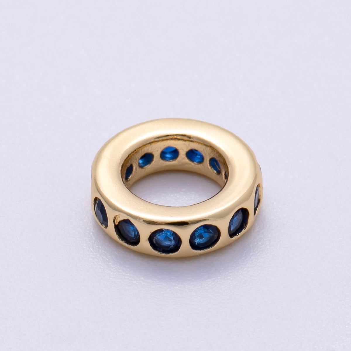16K Gold Filled 10mm Personalized Round Dotted Birthstone CZ Rondelle Spacer Set | Beads - 00248 ~ Beads - 00259 - DLUXCA