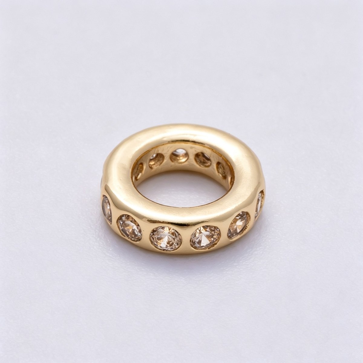 16K Gold Filled 10mm Personalized Round Dotted Birthstone CZ Rondelle Spacer Set | Beads - 00248 ~ Beads - 00259 - DLUXCA