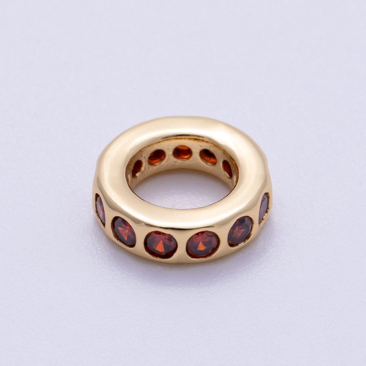 16K Gold Filled 10mm Personalized Round Dotted Birthstone CZ Rondelle Spacer Set | Beads - 00248 ~ Beads - 00259 - DLUXCA
