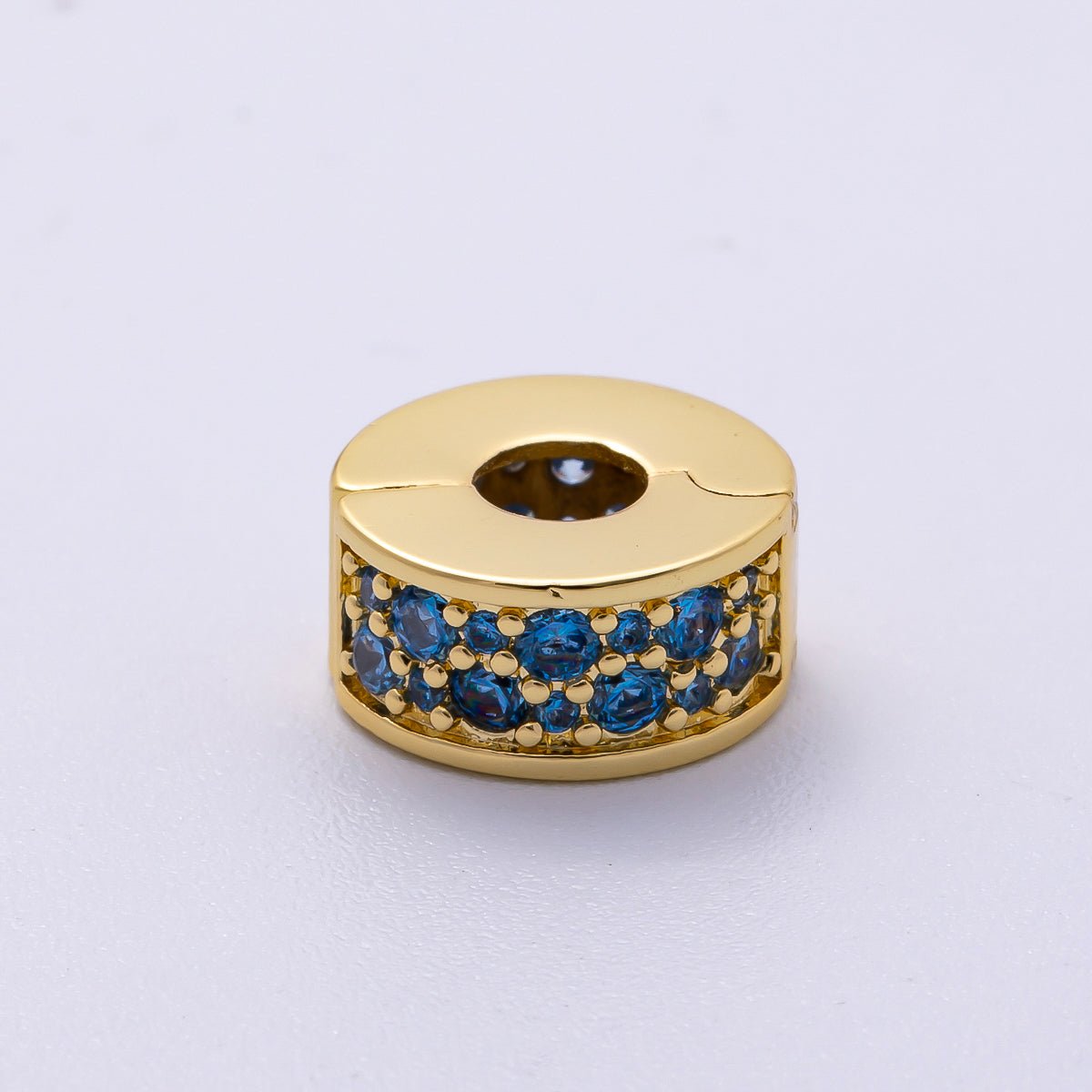 16K Gold Filled 10mm Snap Clip Open Micro Paved CZ Birthstone Spacer Rondelle Personalized Set | Beads - 00220 ~ Beads - 00231 - DLUXCA