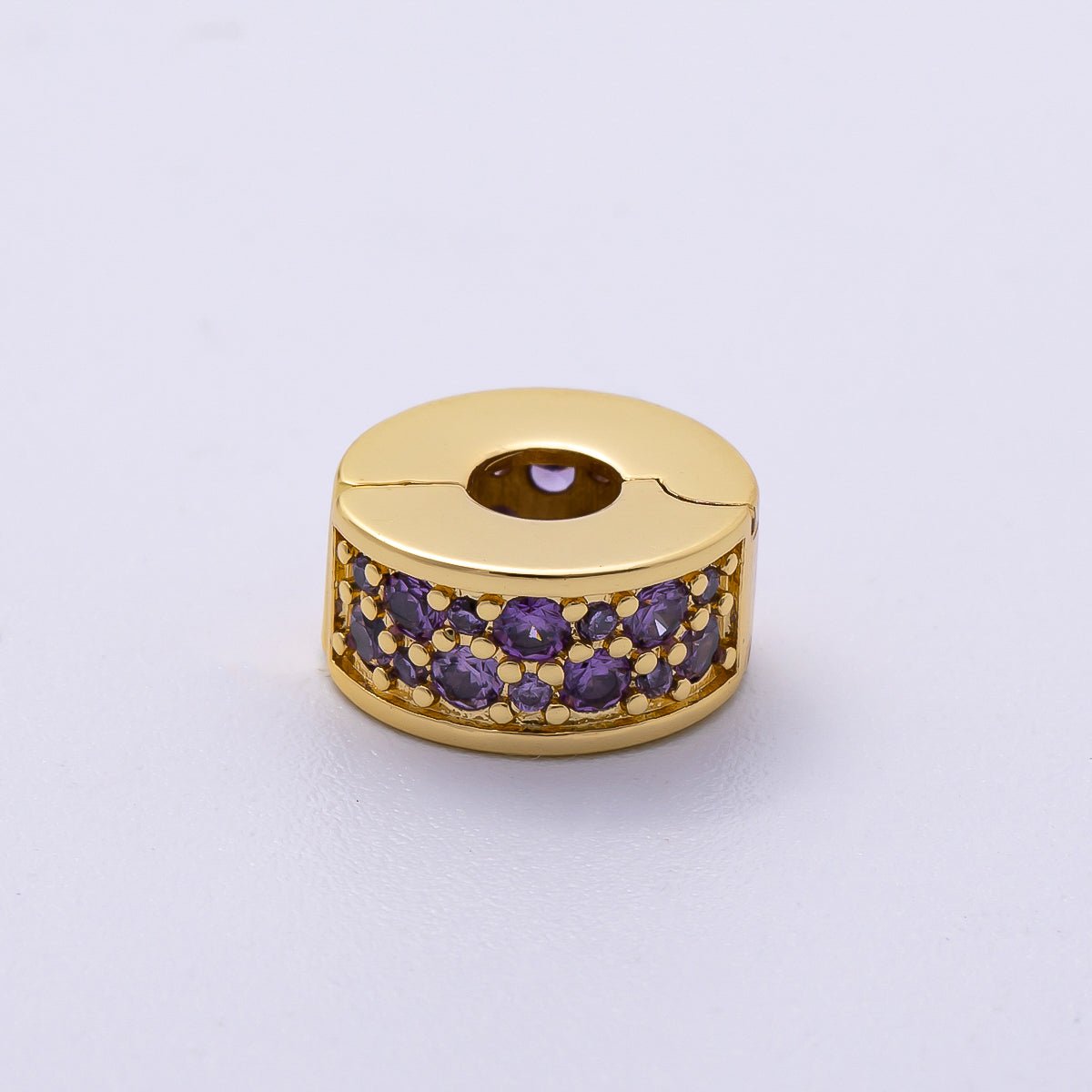 16K Gold Filled 10mm Snap Clip Open Micro Paved CZ Birthstone Spacer Rondelle Personalized Set | Beads - 00220 ~ Beads - 00231 - DLUXCA