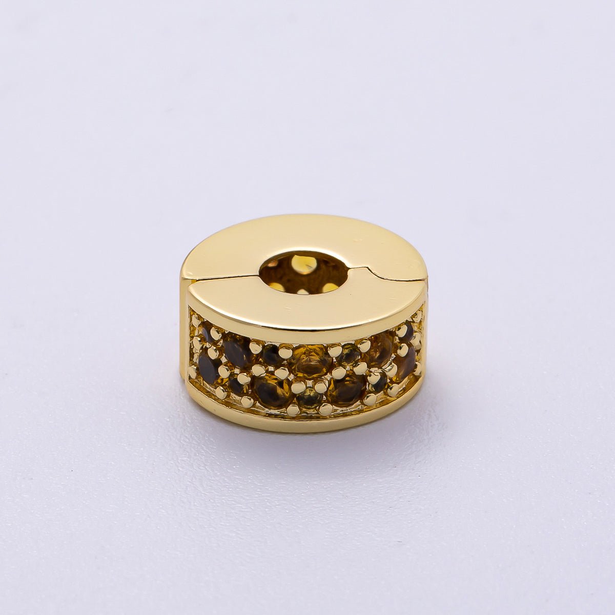16K Gold Filled 10mm Snap Clip Open Micro Paved CZ Birthstone Spacer Rondelle Personalized Set | Beads - 00220 ~ Beads - 00231 - DLUXCA