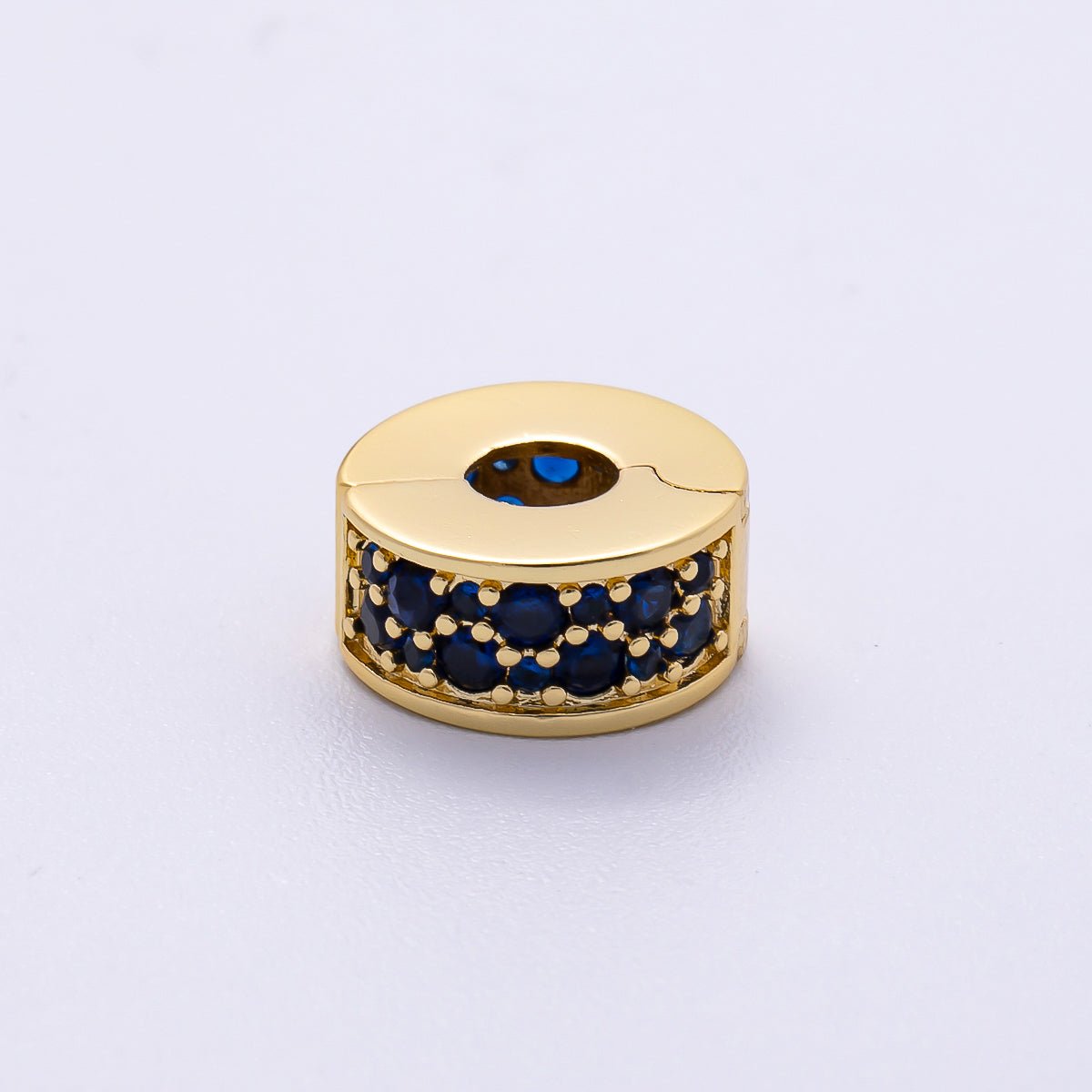 16K Gold Filled 10mm Snap Clip Open Micro Paved CZ Birthstone Spacer Rondelle Personalized Set | Beads - 00220 ~ Beads - 00231 - DLUXCA