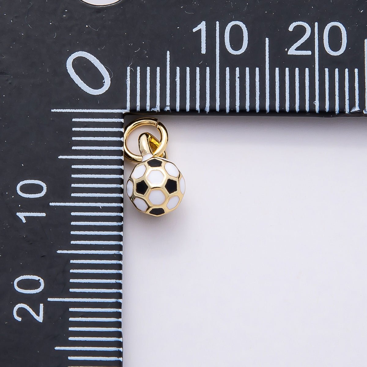 16K Gold Filled 10mm Soccer Ball Enamel Charm | Charms - 00746 - DLUXCA