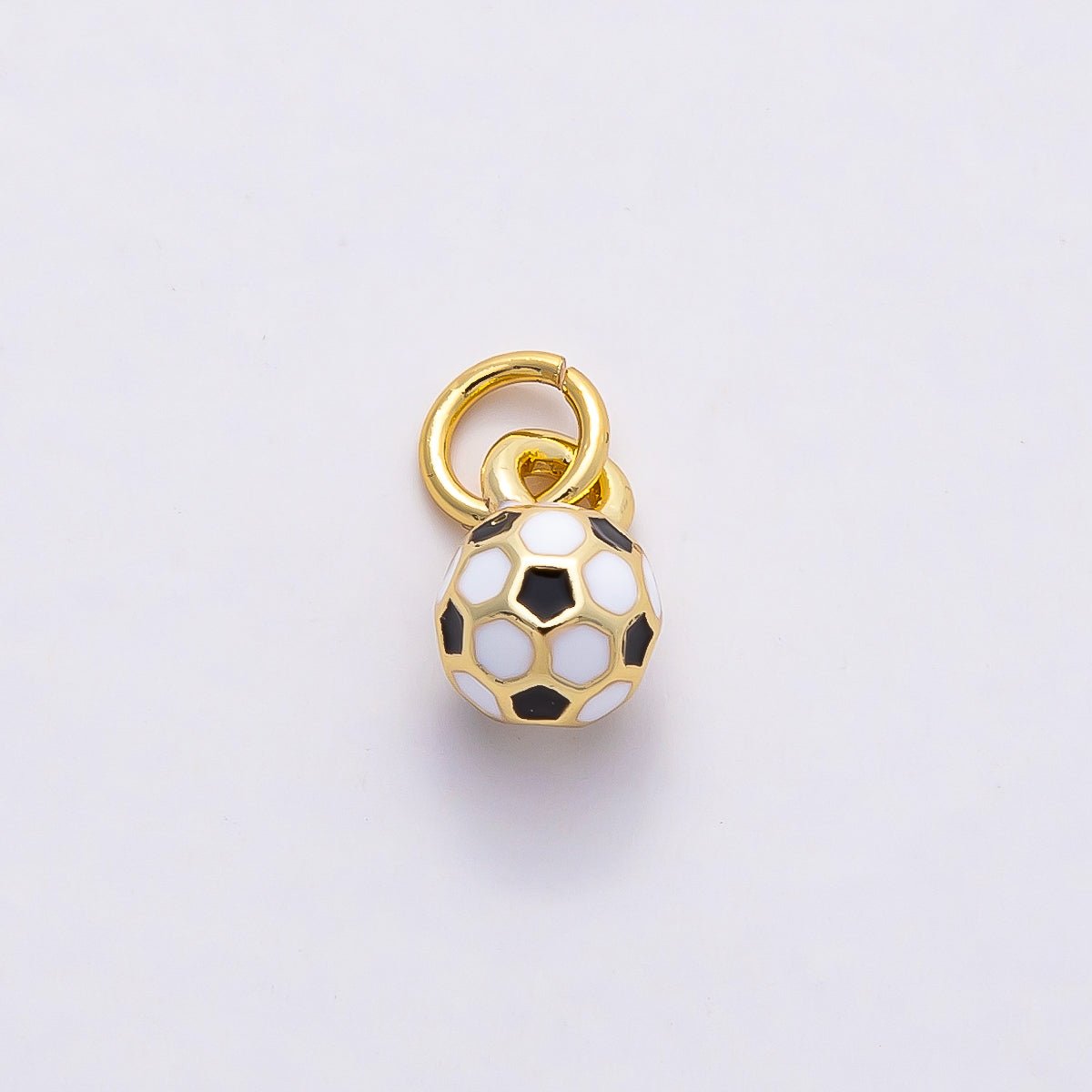 16K Gold Filled 10mm Soccer Ball Enamel Charm | Charms - 00746 - DLUXCA